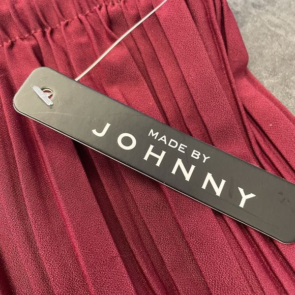 JOHNNY Wine Pleated Wide Leg Pants Drawstring - Picture 6 of 7